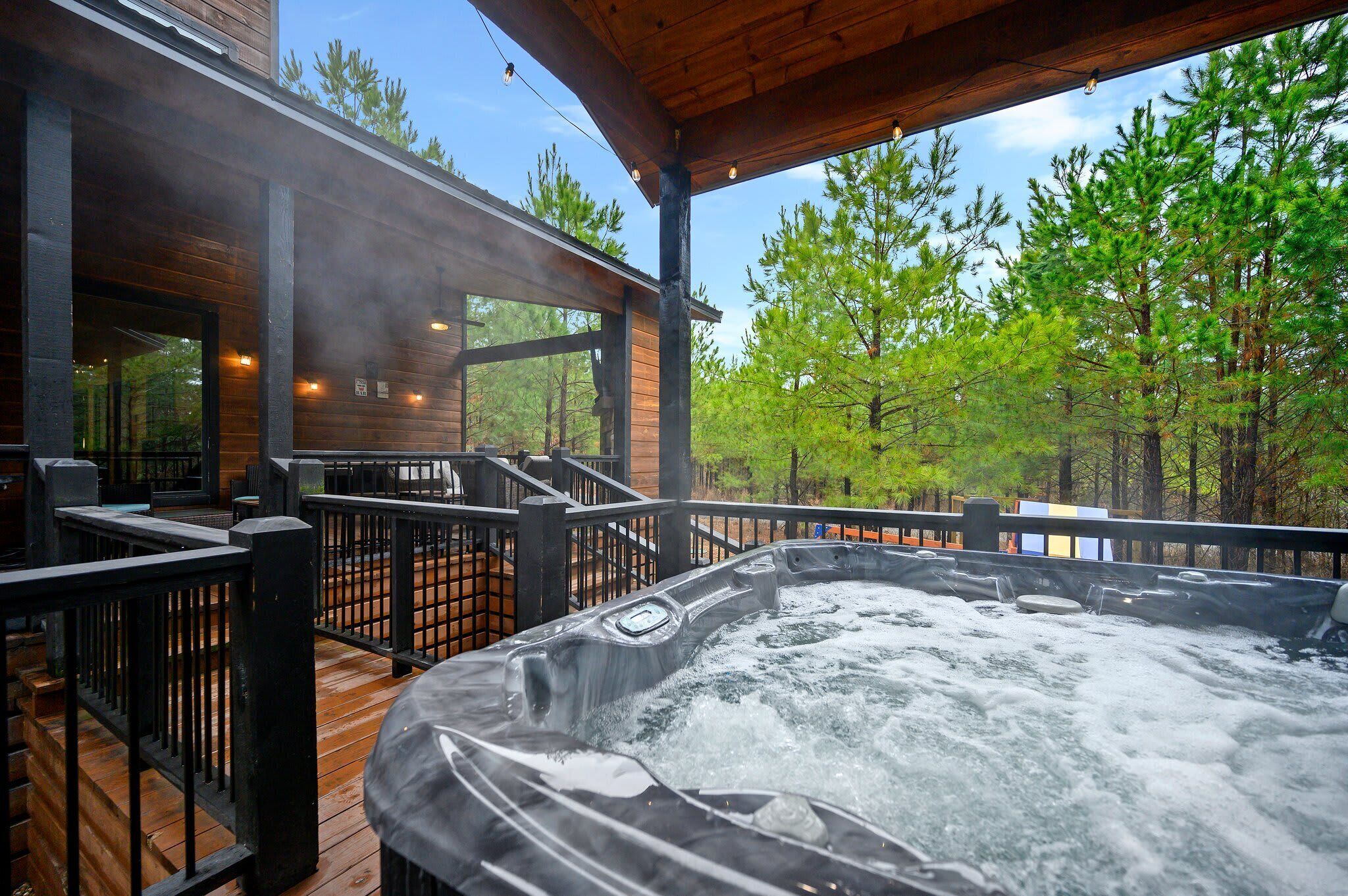 Bask in bubbling bliss in the private hot tub
