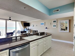Fridge, microwave, oven, stovetop - Emerald Beach #228 | Sweeping Gulf View (Panama City Beach)