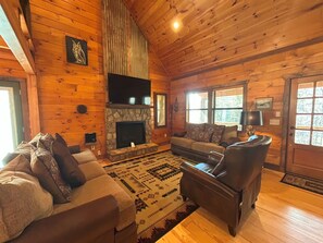 Televisión y chimenea 