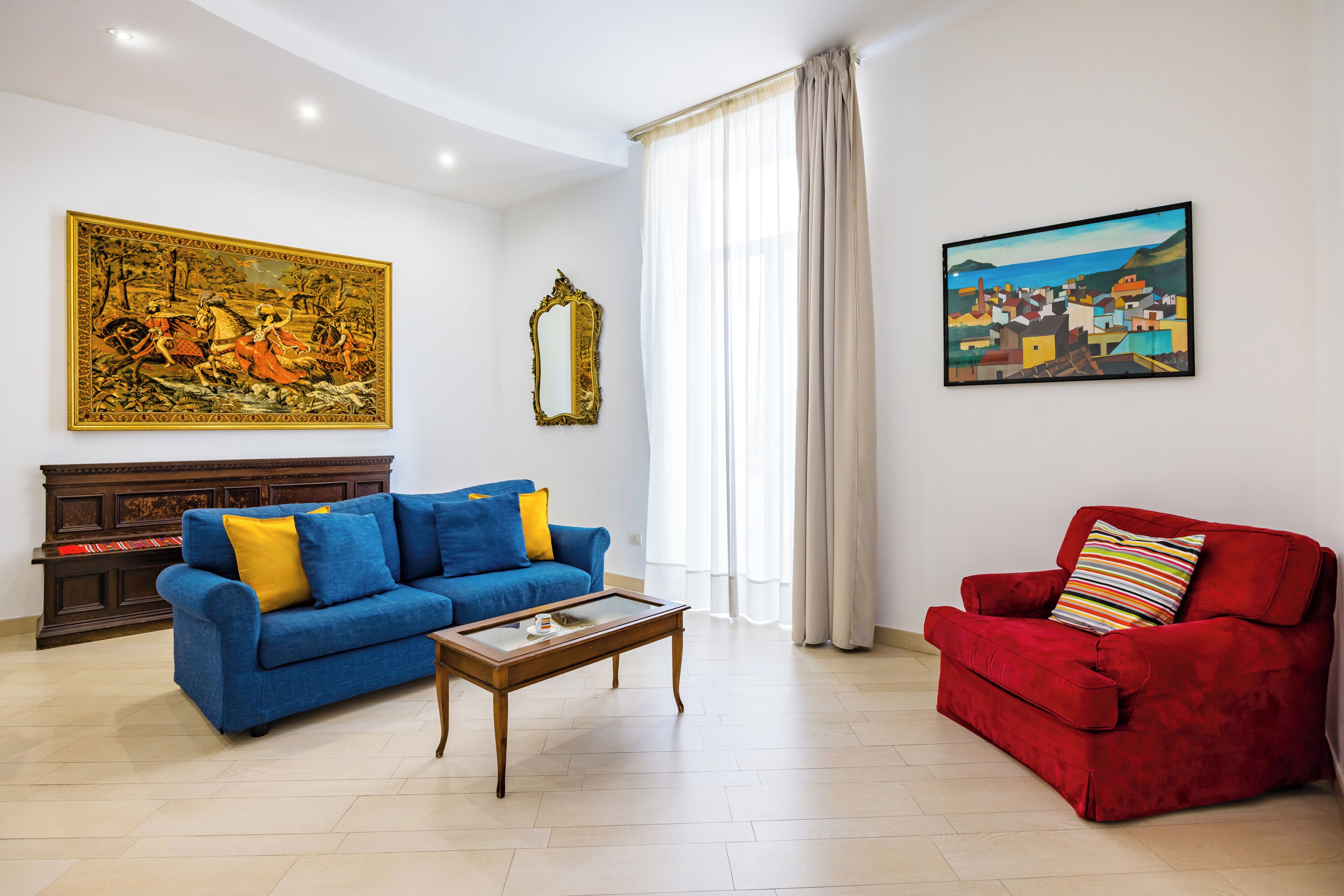 Family Apartment, Balcony | Living area | 35-inch TV with digital channels