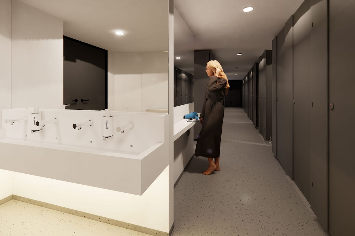 Capsule Cocoon | Bathroom | Shower, soap, shampoo, toilet paper