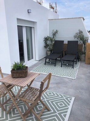 Superior-Studio, Balkon, Strandblick | Terrasse/Patio