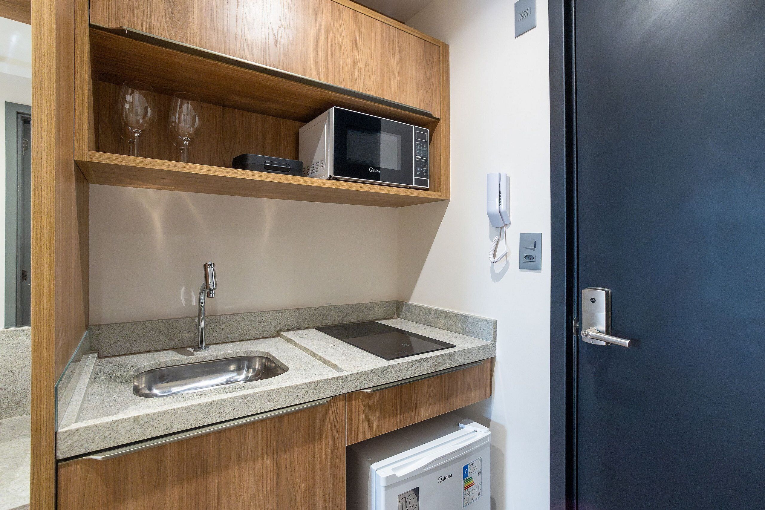 Apartment | Private kitchen | Fridge, microwave, blender, cookware/dishes/utensils