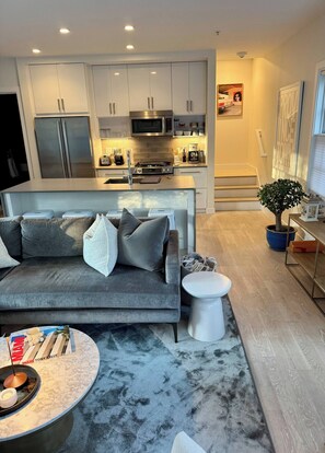 Fireplace, books, stereo - Provincetown Modern Townhouse, Minutes from the Ferry & Town (Provincetown)