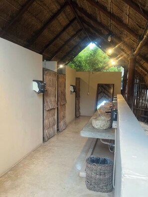 Standard Bungalow, Shared Bathroom, Sea View | Bathroom | Shower, towels, soap, shampoo - Mía Tulum Beachfront Resort - Ocean View Suites and Beach Club (Tulum)