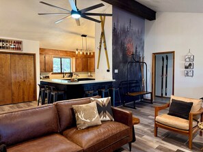 Smart TV, fireplace, video games