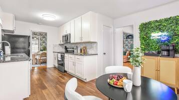 Fridge, microwave, oven, dishwasher