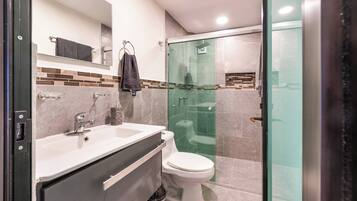 Shower, soap, shampoo