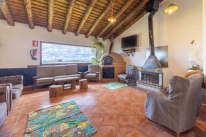 Televisión y chimenea 
