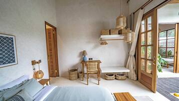 Villa Standard, 1 chambre, patio, vue piscine | 1 chambre, draps en coton égyptien, literie de qualité supérieure