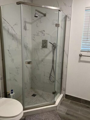 Hair dryer, towels, toilet paper