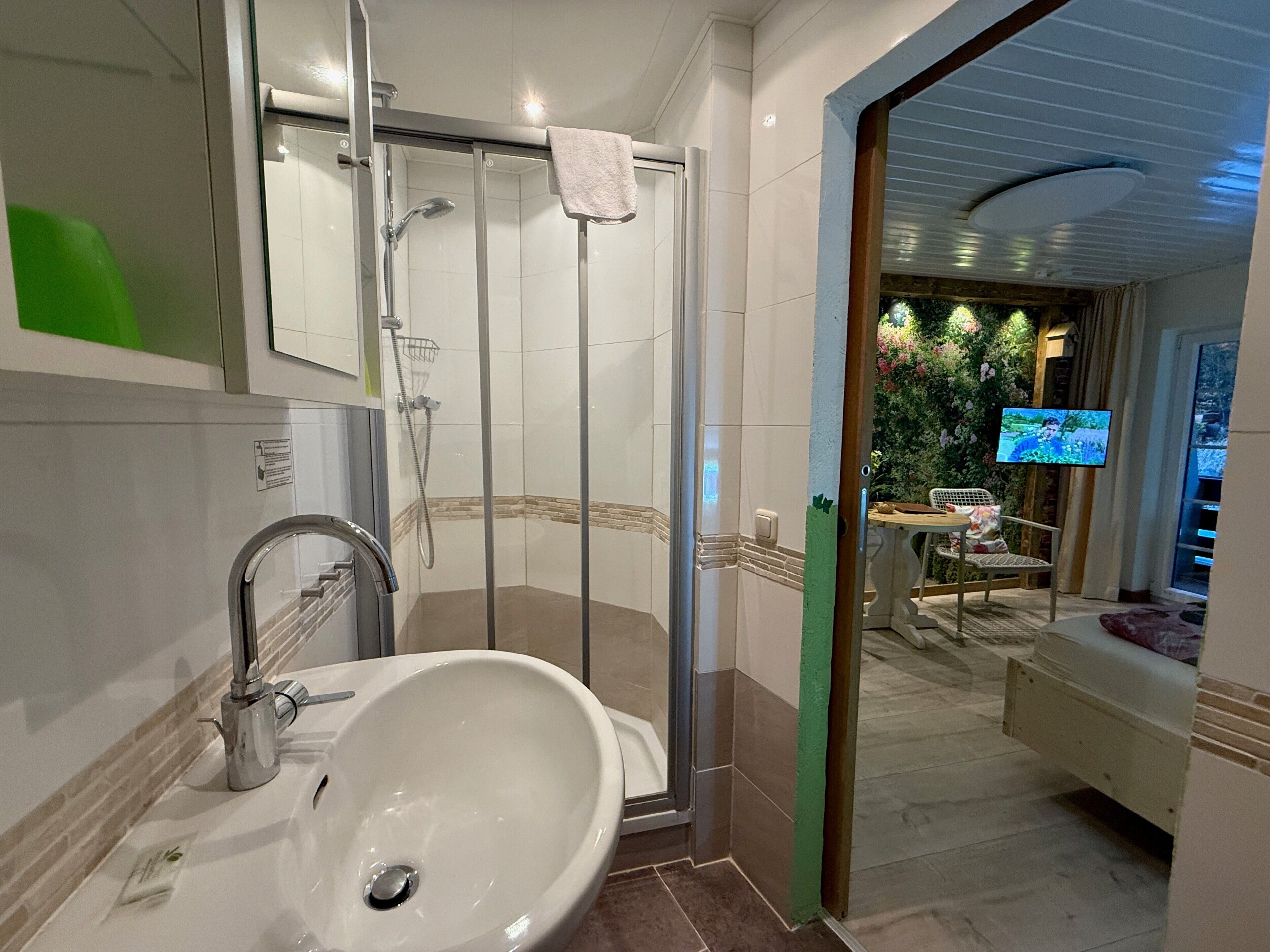 Dusche, Haartrockner, Handtücher