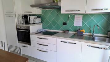 Frigorifero, microonde, forno, piano cottura