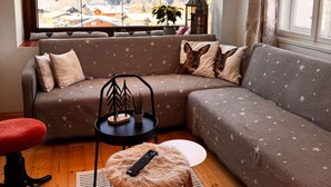 Smart-TV, peis, musikkbibliotek og stereoanlegg