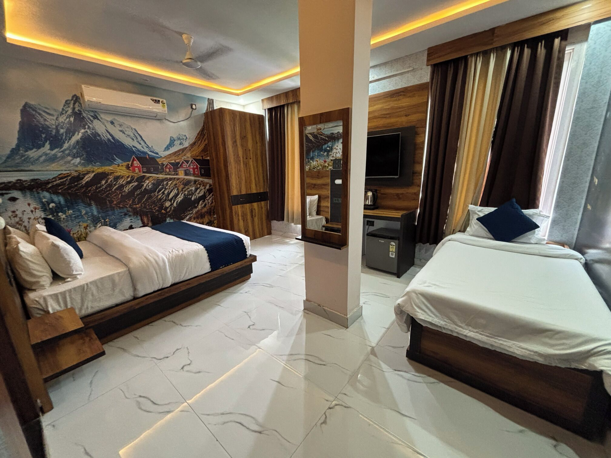 Family Triple Room, Garden View | In-room safe, desk, iron/ironing board (on request), WiFi (free)
