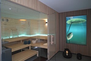 Sauna, steam room, body treatments, aromatherapy, hot stone massages