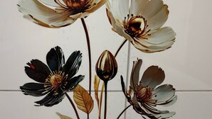 Un mur orné d’une fresque florale représentant des fleurs et des feuilles.