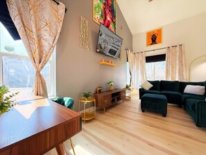 Smart TV, video games, foosball, video library