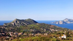 A coastal landscape with a mountain and a village. - Lucia Cottage BB (Massa Lubrense)