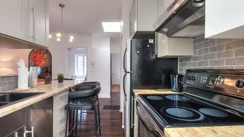 Fridge, microwave, oven, toaster