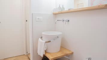 Regadera, secadora de cabello, bidet, toallas