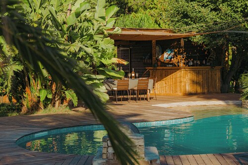 50 m2 yurt and exotic garden with pool and poolhouse