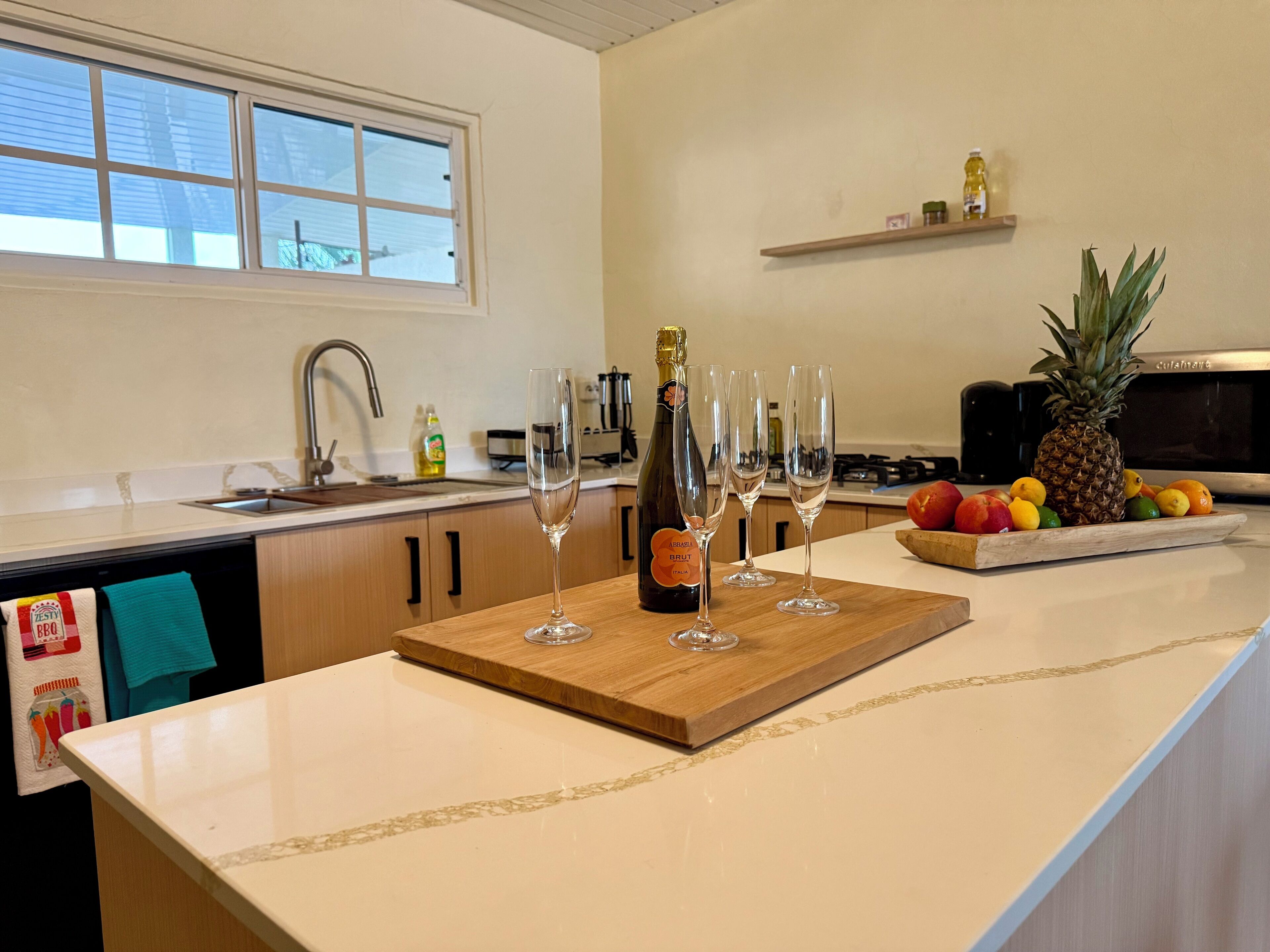 Fridge, microwave, stovetop, dishwasher