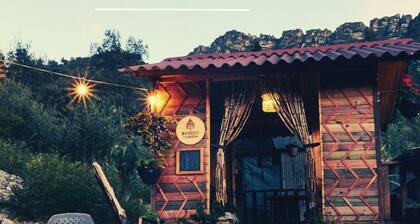 Hippie bus in the forest with mountain views - Hidden Forest