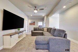 TV, DVD player, foosball, table tennis