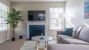 TV, fireplace, offices