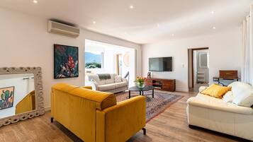 TV, fireplace, DVD player, stereo