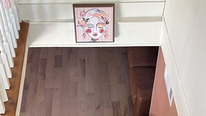 A wooden staircase with a handrail, leading down to a lower level. - Retro Retreat! 2BR, 1 Bath Home with WiFi, AC in wonderful Bristol, VA (Bristol)