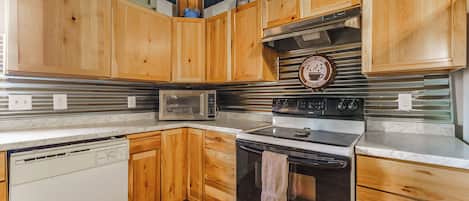 Microwave, stovetop, dishwasher