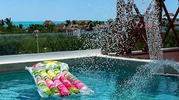 Outdoor pool, open 8:30 AM to 8:00 PM, sun loungers