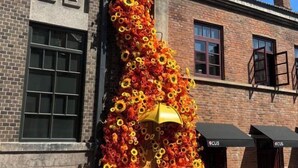 A building facade with a brick exterior, large windows, and a decorative floral arrangement on the corner. - Homeinn Hotel (Dalian People's Square Xinkai Road) (Dalian)