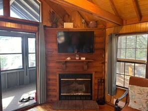 TV, fireplace - Woodsy and Private- Rustic Cabin (Paradise)