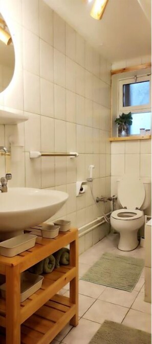 Sèche-cheveux, serviettes fournies, savon, papier toilette