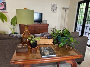 Smart TV, books, stereo