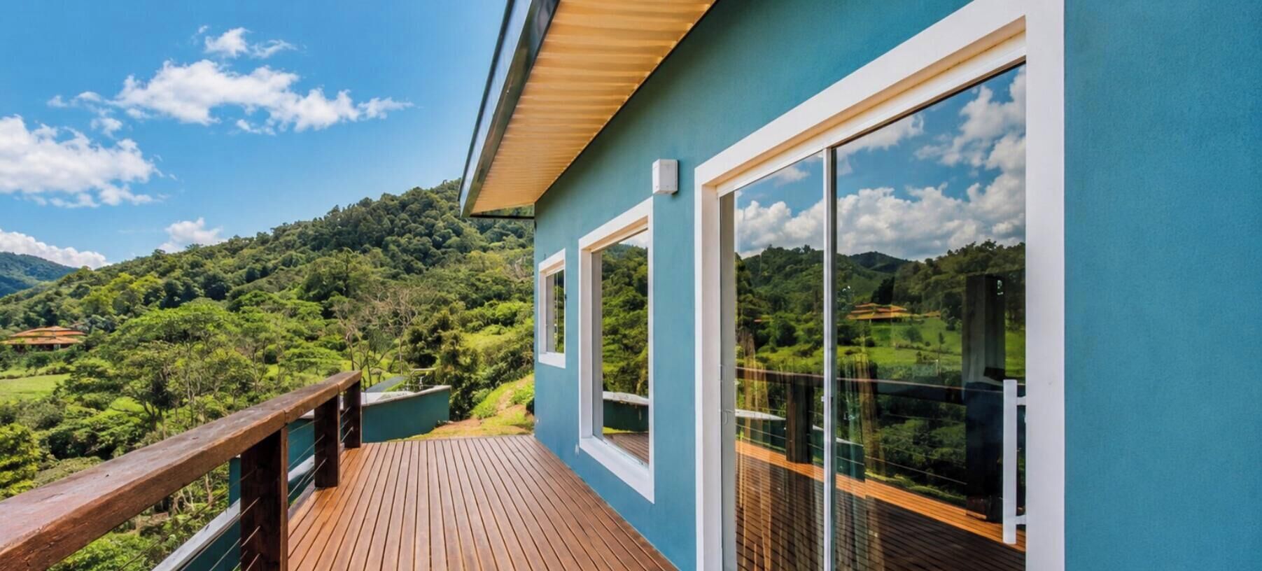 Cabana premium, vista para a montanha | Varanda coberta