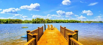 Lakefront Log Cabin at Lake Anna, Dock, Deck
