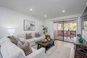 Smart TV, fireplace, table tennis, books