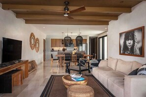 TV - Ocean View 2BR Apartment at Tankah 52 | Pool, 24/7 Security & Tranquil Stay (Dreams Tulum)