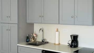 Fridge, microwave, coffee/tea maker, electric kettle