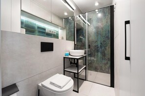 Dusche, Haartrockner, Handtücher