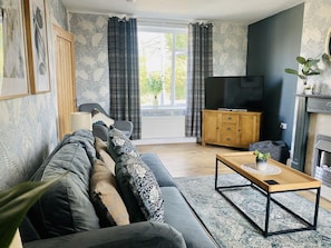 TV, fireplace