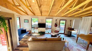 Smart TV, DVD player, books, video library