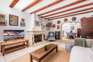 TV, fireplace