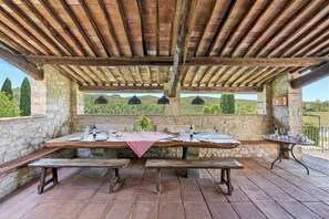 Outdoor dining - Dimora del Chianti, stunning Tuscan stone villa surrounded by vineyards in the heart of Chianti (Rietine)