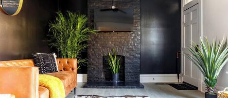 TV, books, video library, offices