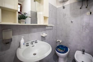 Douche, sĂšche-cheveux, serviettes fournies, savon